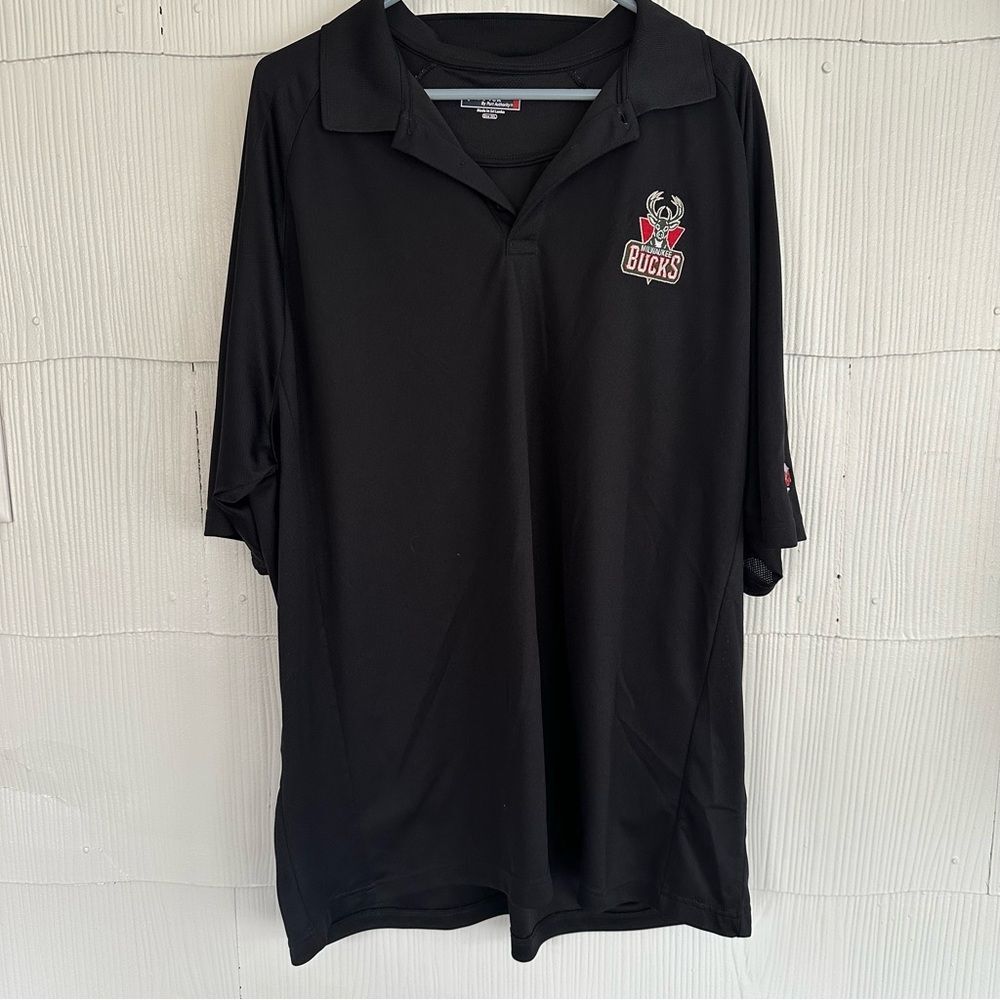 Milwaukee Bucks Black Polo 2XL XXL Men’s Short Sleeve Shirt Sport Tek